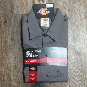 Dickies Men's Gray Long Sleeve Twill Work Shirt Size Large Tall NWT